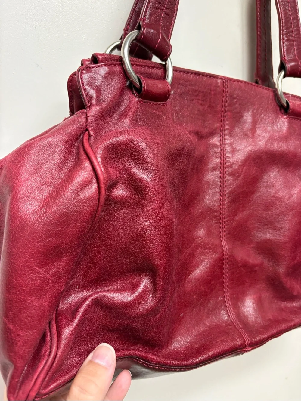 HOBO Red Leather Hobo Shoulder Bag